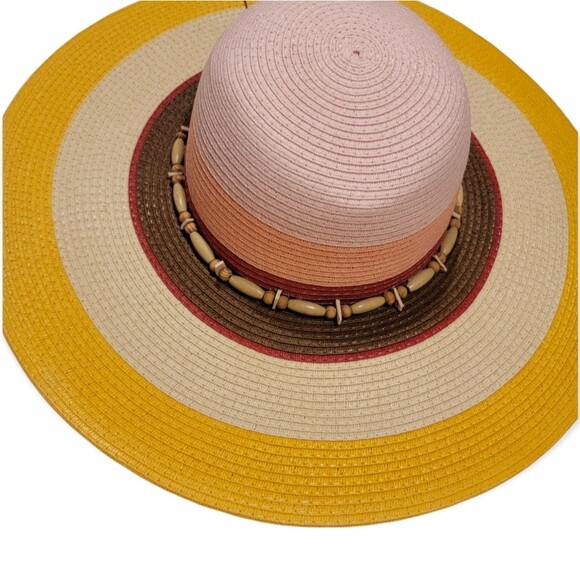 CGONZALES Women\'s floppy sun Beach Straw Hat Wide Brim Wooden Beads Ribbon Hat main image 8
